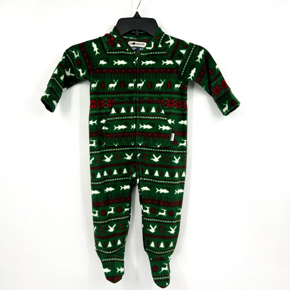 MAGELLAN OUTDOOR Kids Footed Pajamas 12-18 Months Holiday Fleece Full Zip NWOT